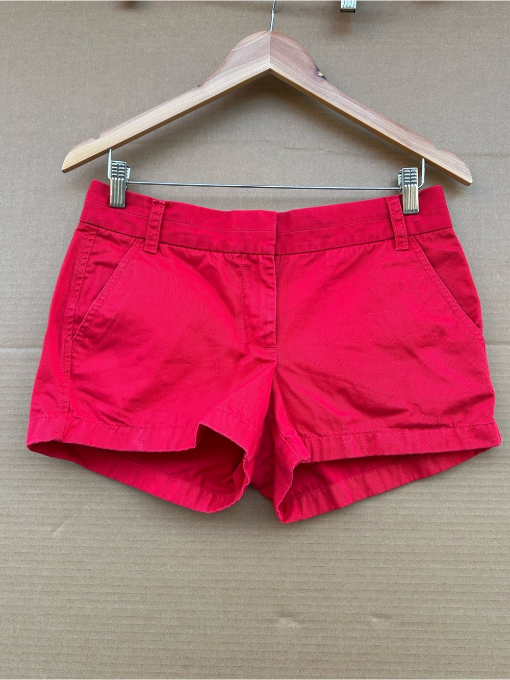 J. Crew Chino Bermuda Shorts red Sz 4 women’s broken in preppy vacation cotton